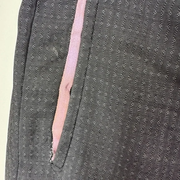 Prada Mens Grey Micro Pattern Trousers Pink Contrast Trim Made in Italy Size 48